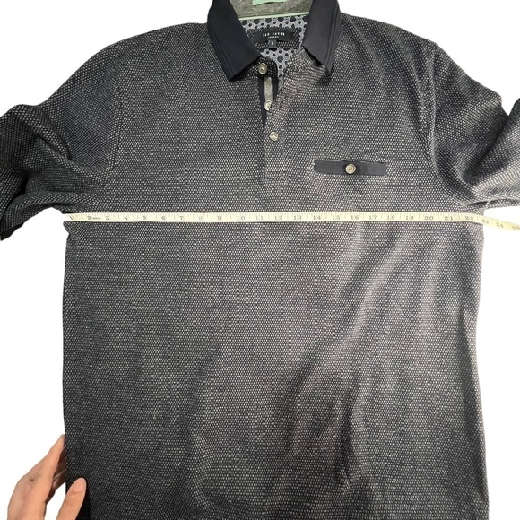 Ted Baker Collar Sweater Pullover Button 100% Cotton Navy Blue Size 5 (XL) - Picture 4 of 9